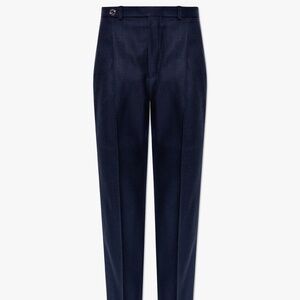 size 38 XS - Gucci Dress Pants Navy Dark Blue Pleated Straight Trousers GG